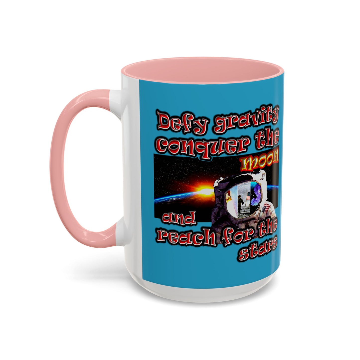 defy conquer reach - Accent Mug (turquoise)