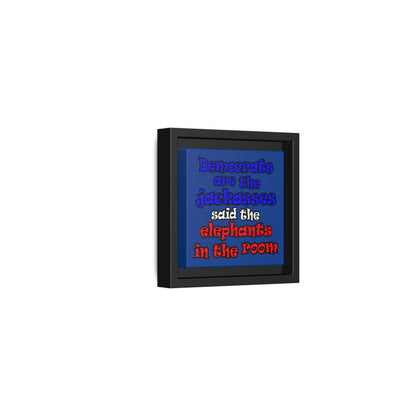 donkeys and elephants - framed canvas art (dark blue)