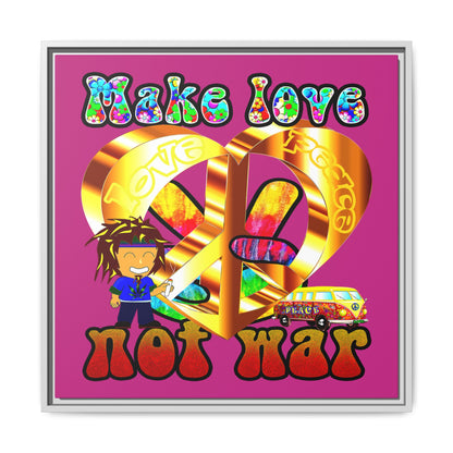 love peace - framed canvas art (pink)