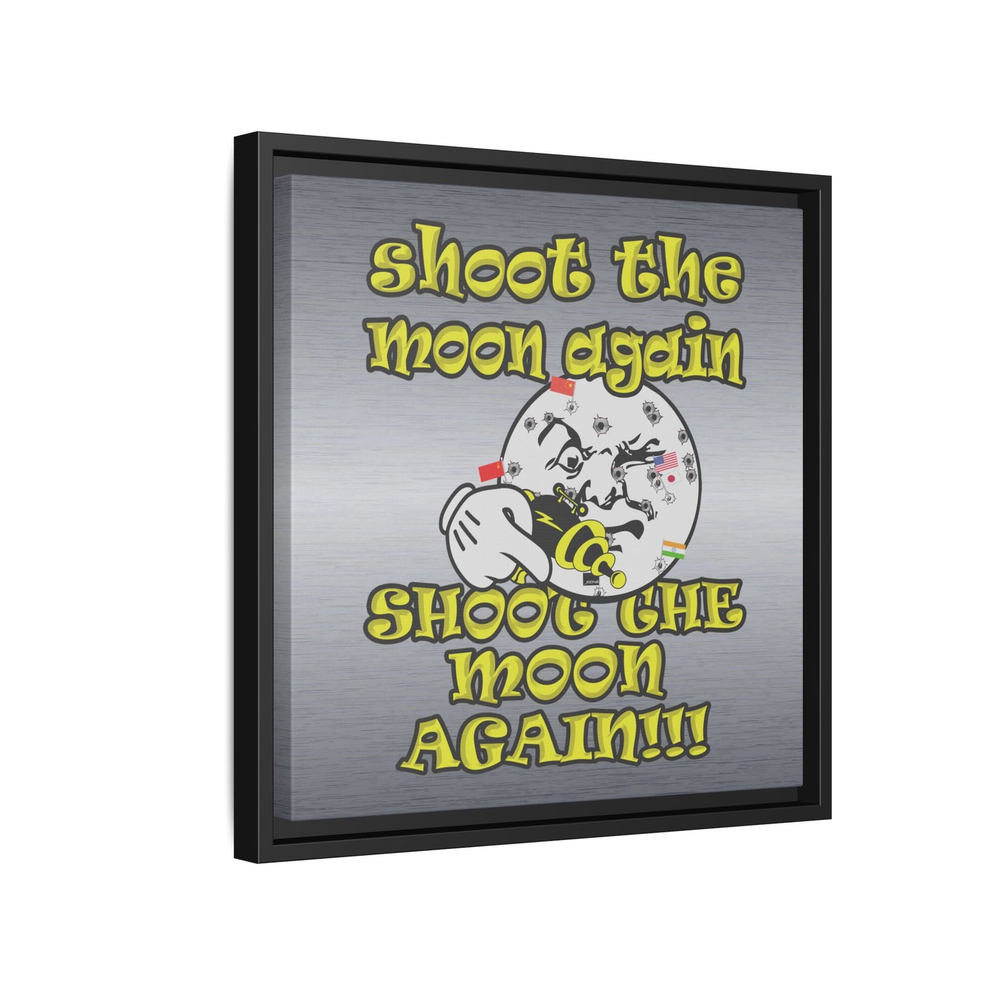shoot the moon again - framed canvas art (brushed nickel)