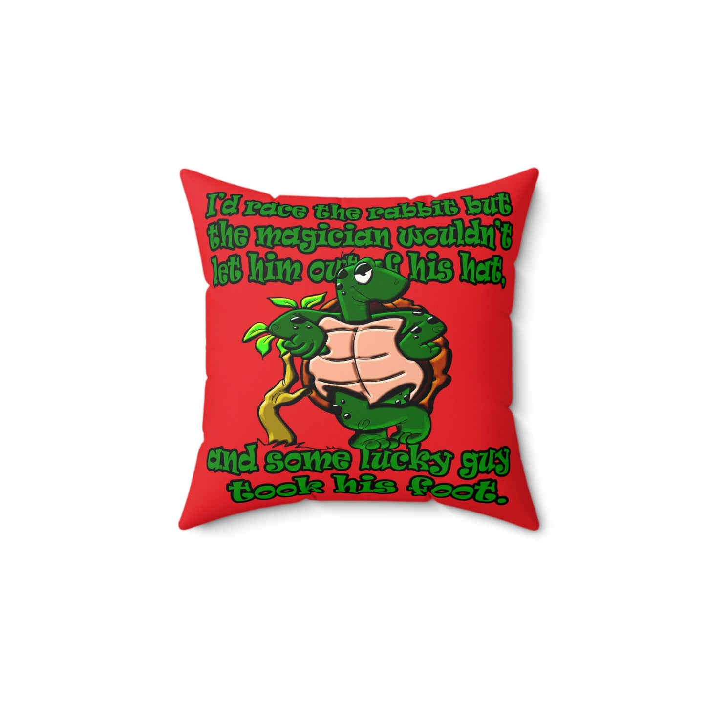 turtle race - Faux Suede Square Pillow - (red)