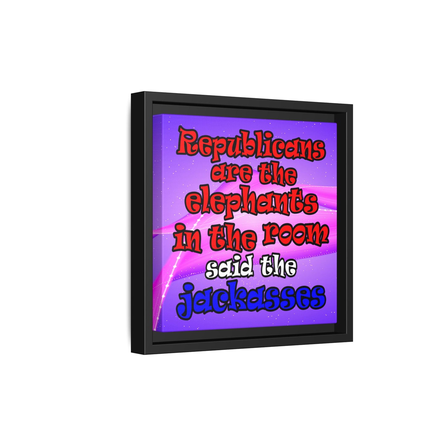 donkeys and elephants - framed canvas art (purple-pink wave)