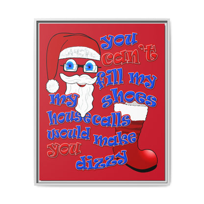 santa's shoes - framed canvas art (dark red)