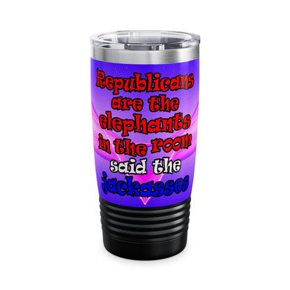 donkeys and elephants - Ringneck Tumbler, 20oz (purple-pink wave)