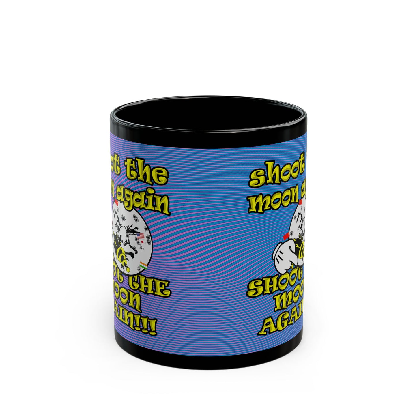 shoot the moon again - Black Mug (light blue-purple wave)