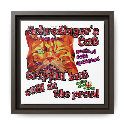 schrodinger's cat - framed canvas art (white)