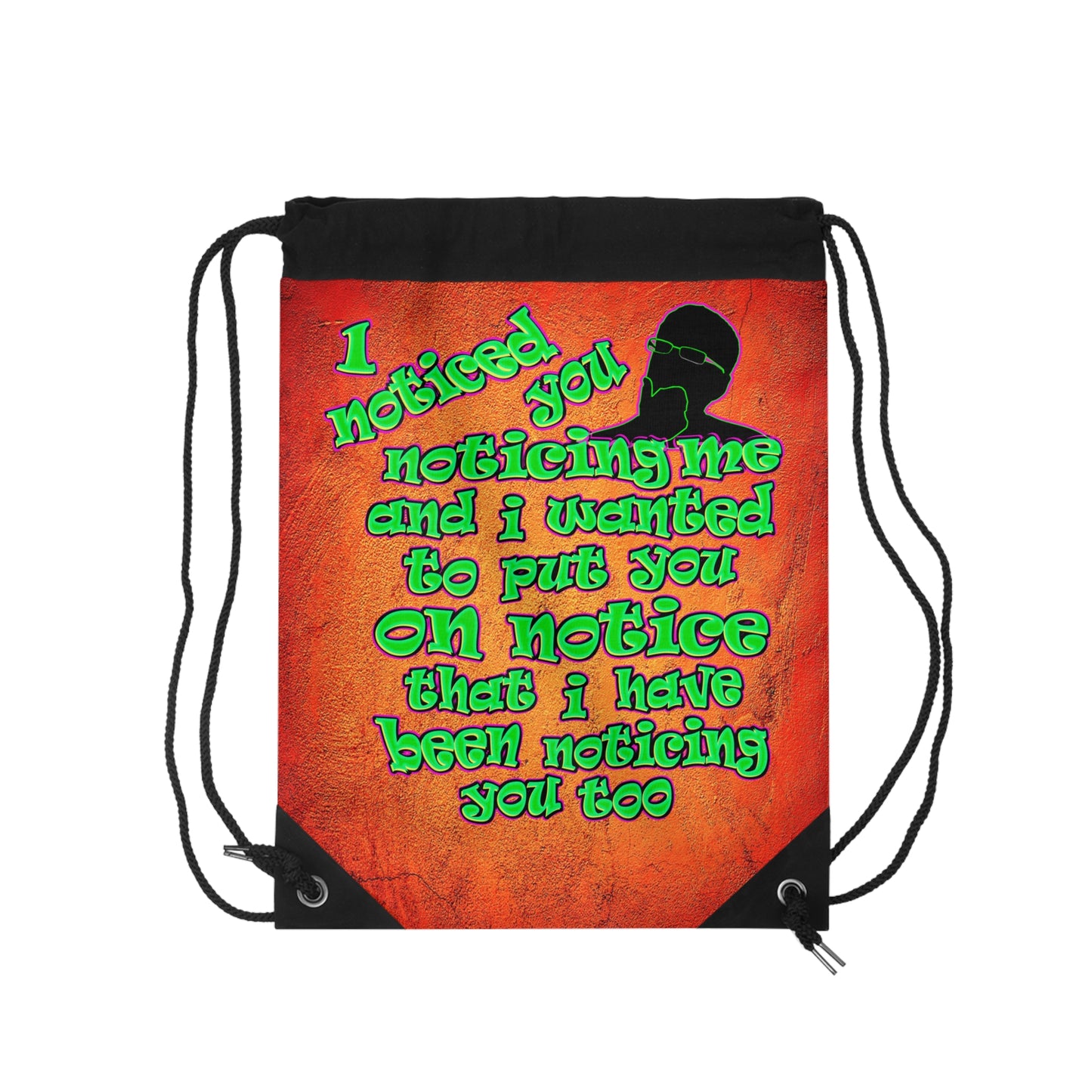 noticed you noticing - Drawstring Bag (burnt orange)