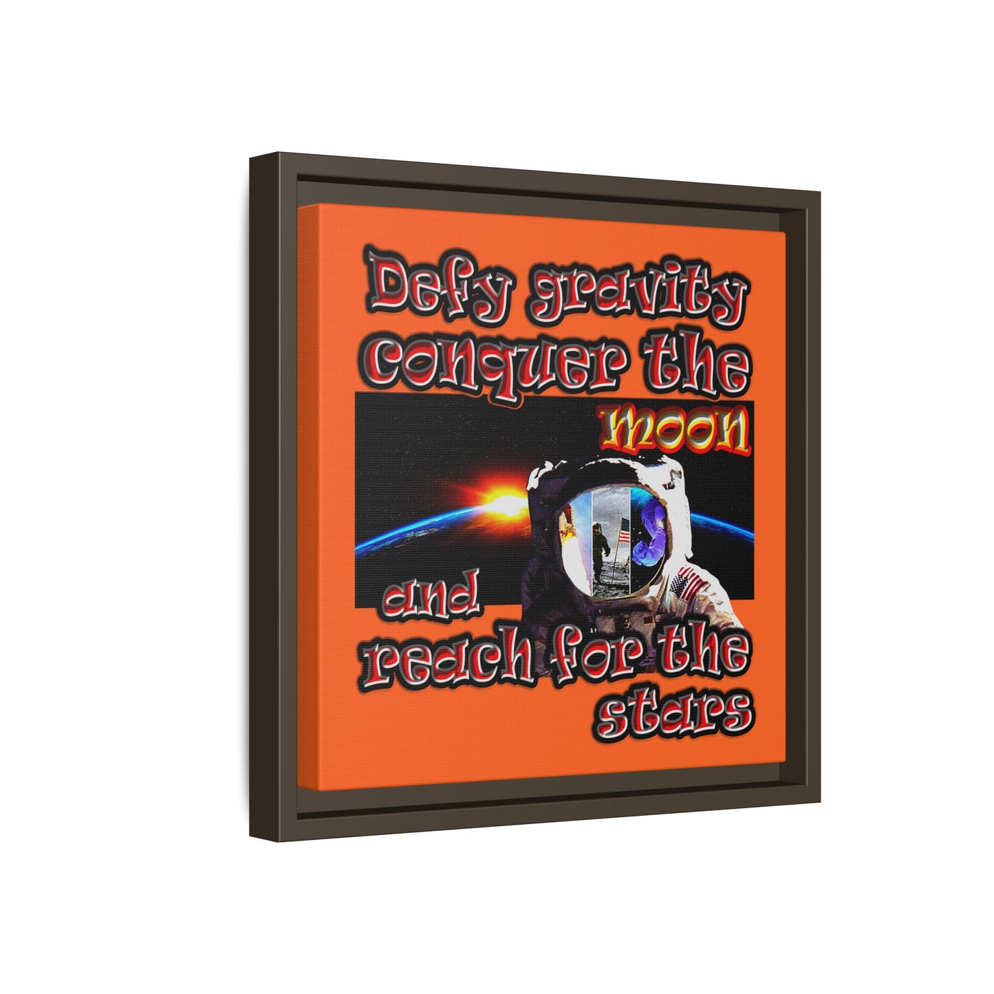 defy conquer reach - framed canvas art (orange)