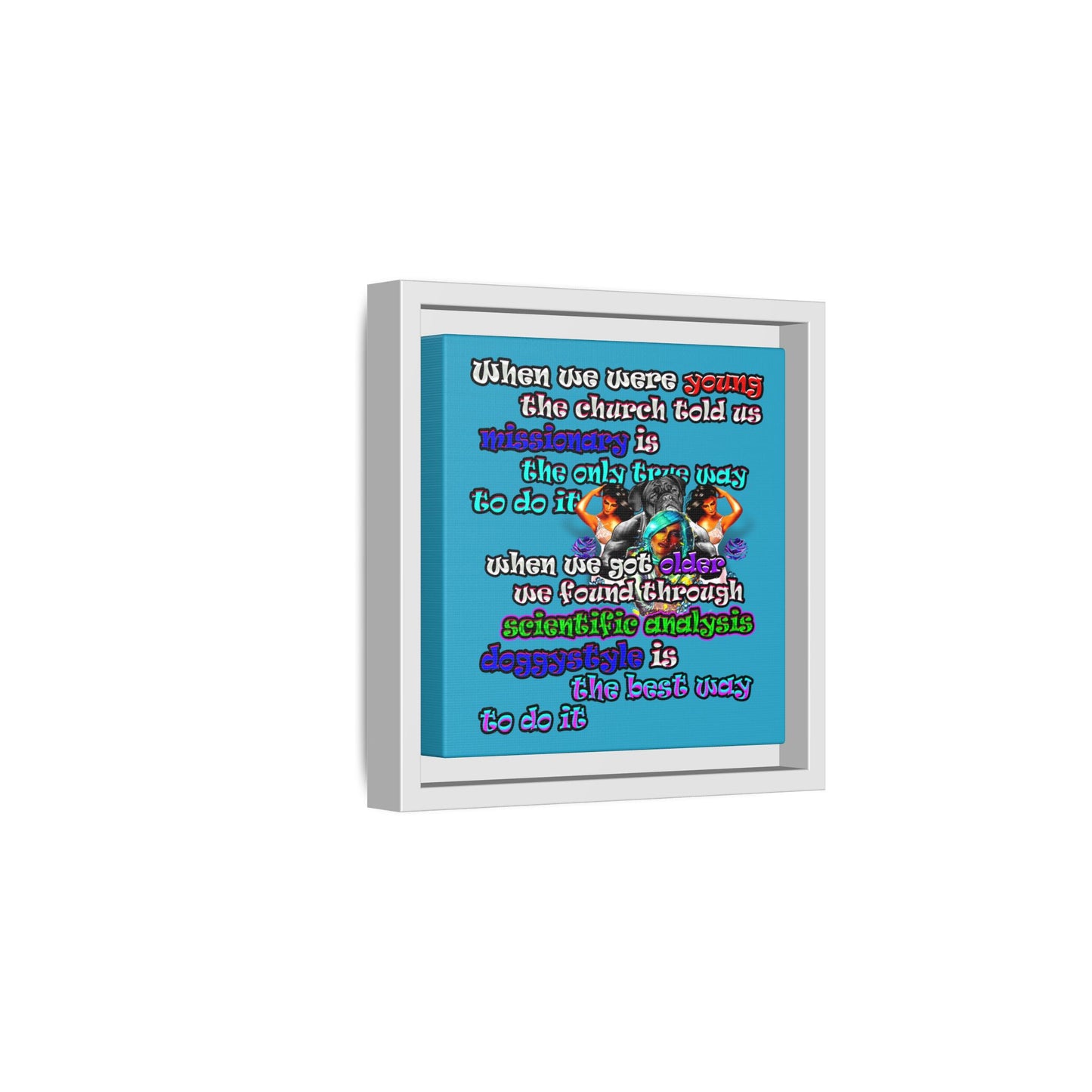 doggystyle - framed canvas art (turquoise)