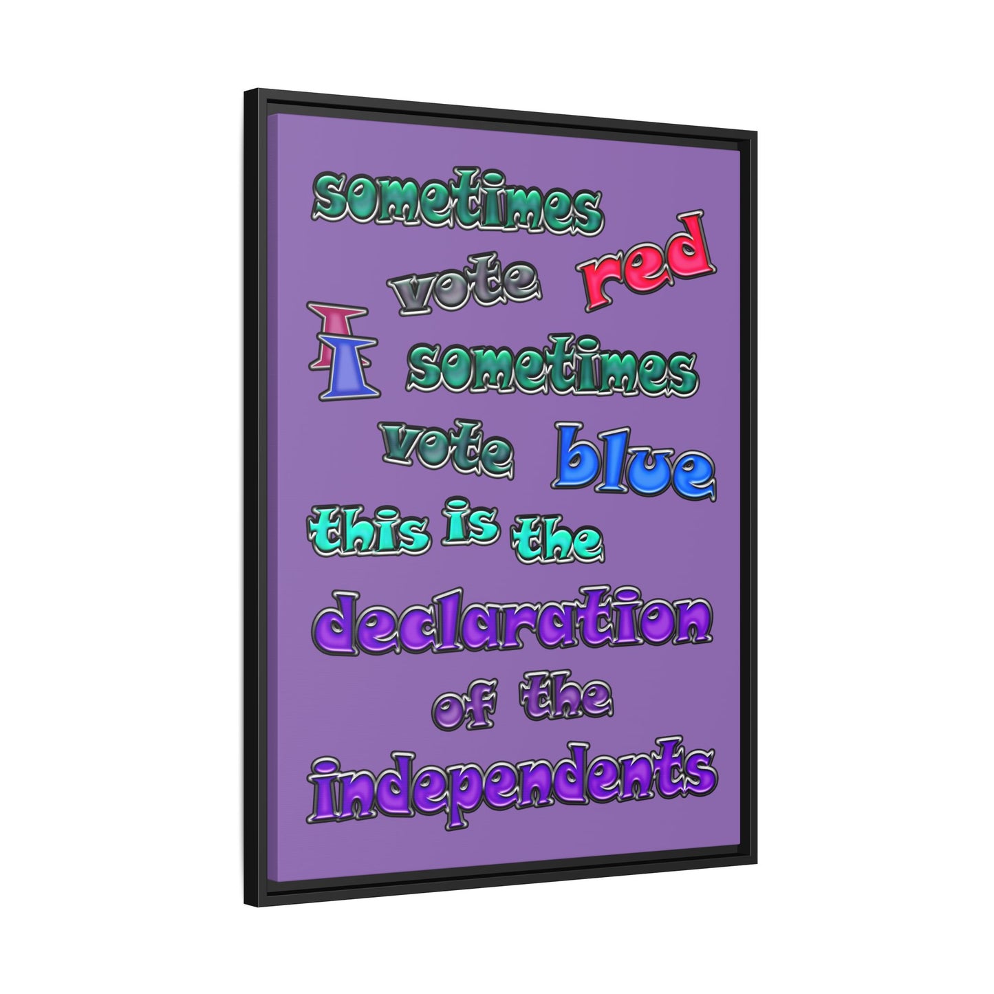 declaration of the independents - framed canvas art (light purple)