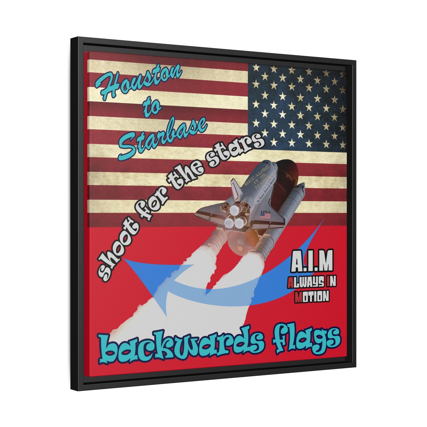 shoot for the stars - framed canvas art (dark red)