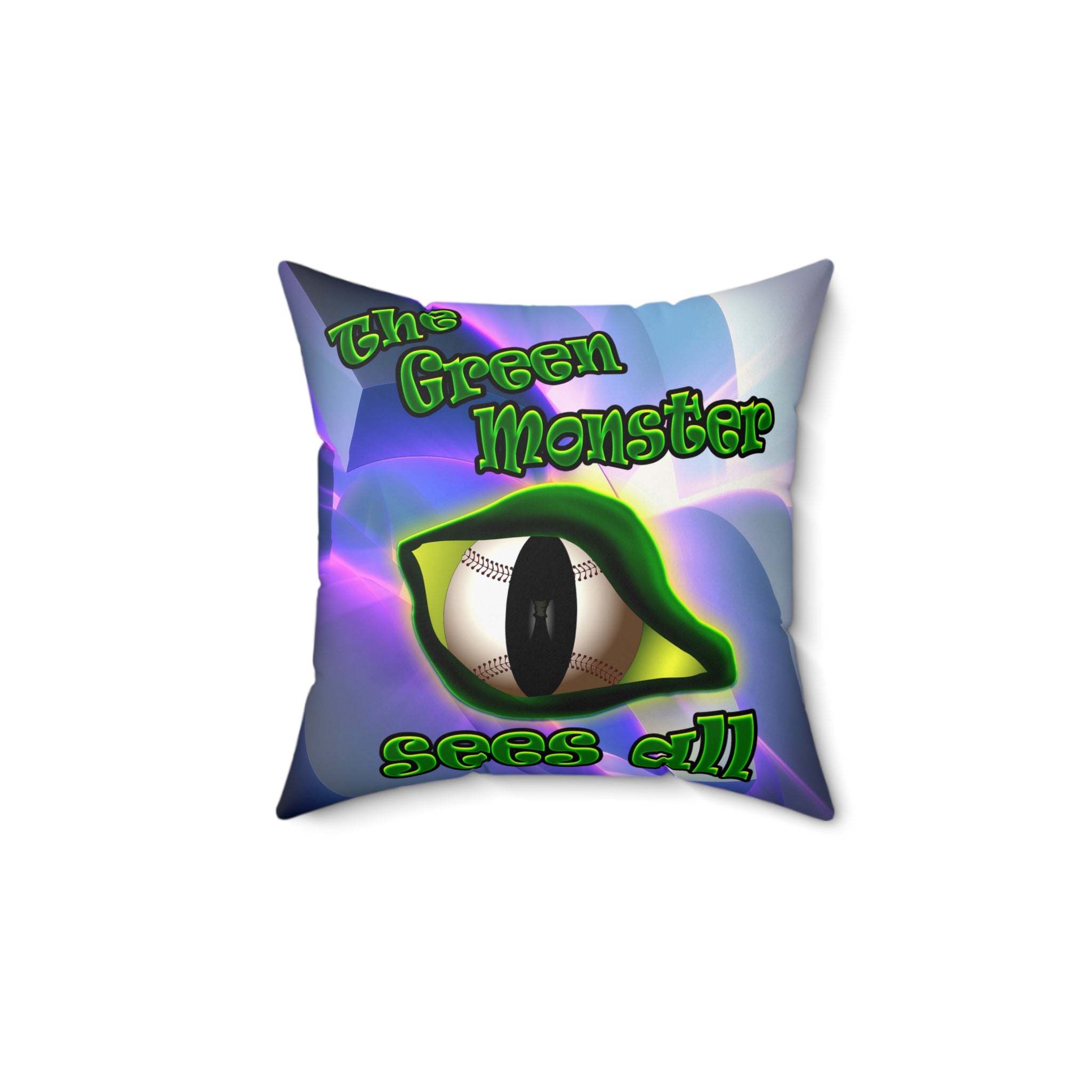 green monster - Spun Polyester Square Pillow - (grey-pink wave)