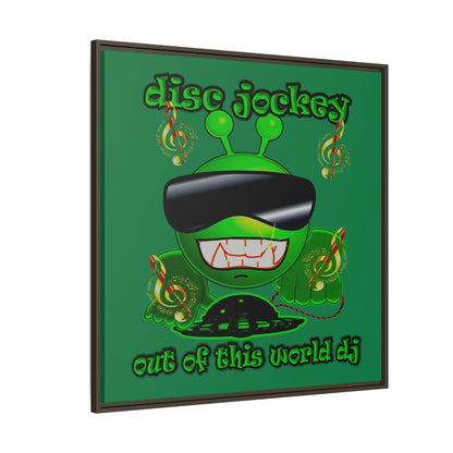 disc jockey - framed canvas art (dark green)