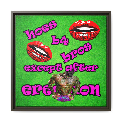 hoes b4 bros - framed canvas art (green turf)