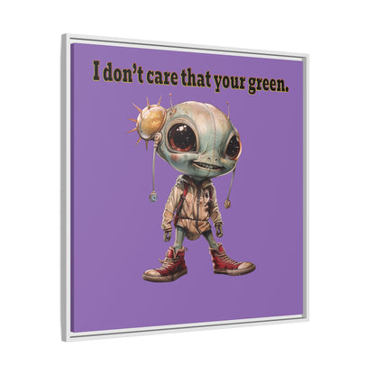 I don't care that your green - framed canvas art (light purple)