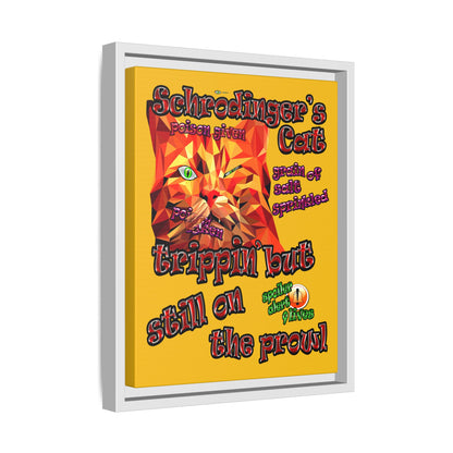 schrodinger's cat - framed canvas art (yellow)