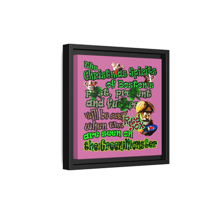 christmas spirits of boston - framed canvas art (light pink)