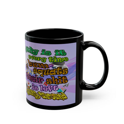 the bum's shit - Black Mug (light blue-pink wave)
