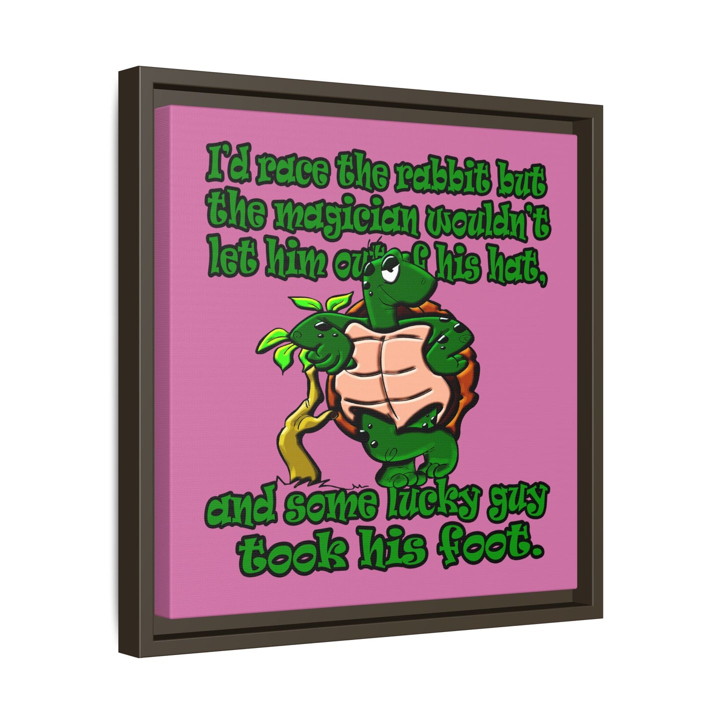 turtle race - framed canvas art (light pink)