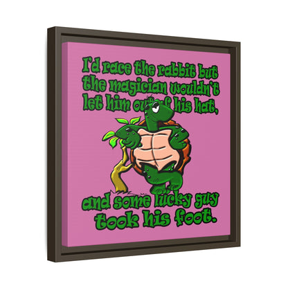 turtle race - framed canvas art (light pink)