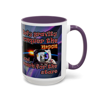 defy conquer reach - Accent Mug (grey-pink wave)