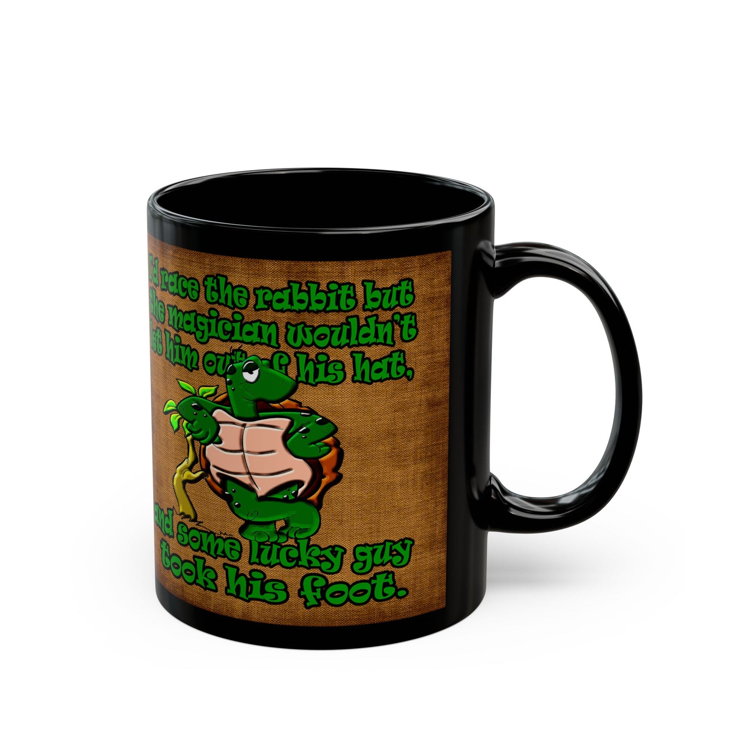turtle race - Black Mug (brown papyrus)