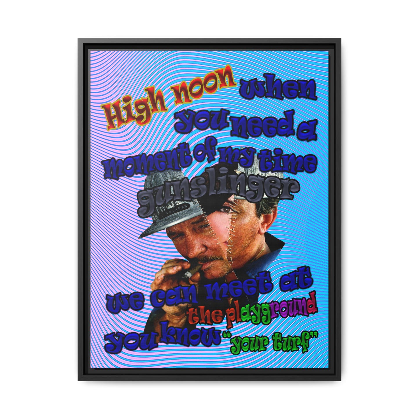 high noon - framed canvas art (light blue-purple wave)