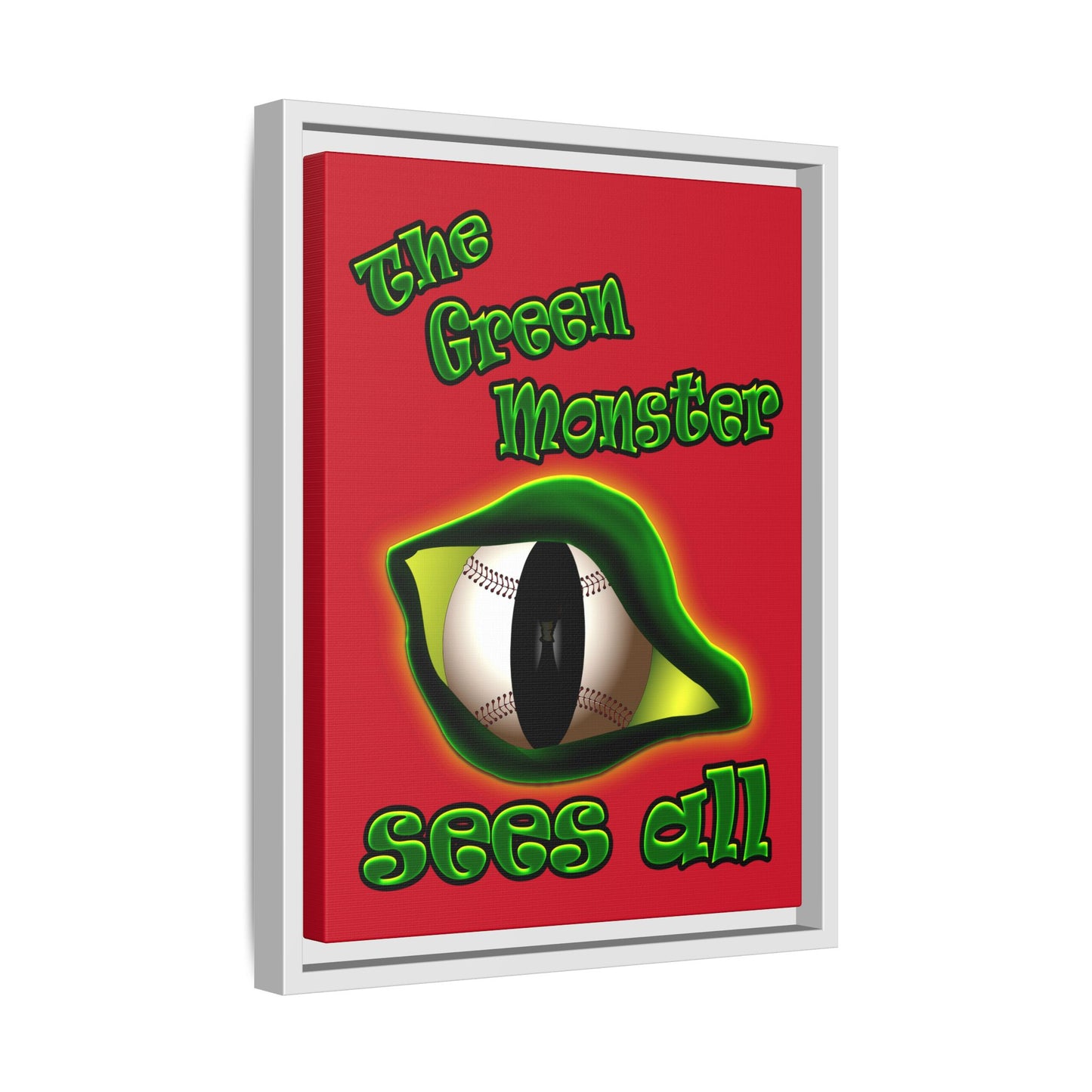 green monster - framed canvas art (dark red)