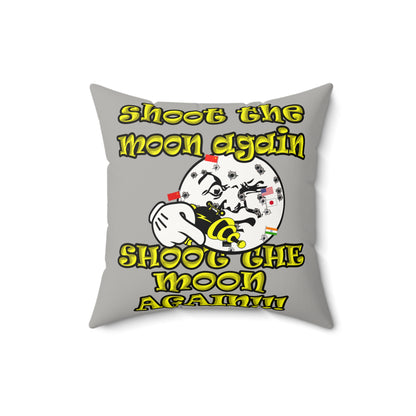 shoot the moon again - Faux Suede Square Pillow - (light grey)