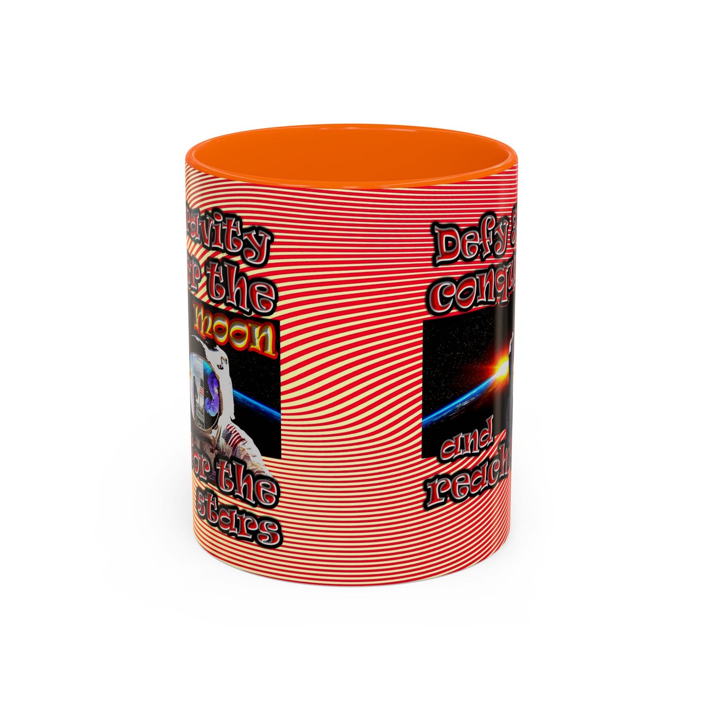defy conquer reach - Accent Mug (yellow-orange wave)