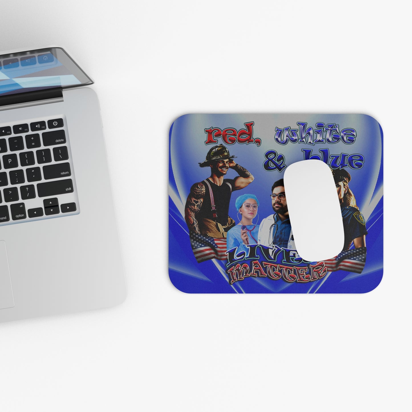rw&b lives matter - Mouse Pad (Rectangle) (blue-white wave)