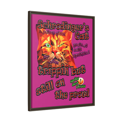 schrodinger's cat - framed canvas art (pink)