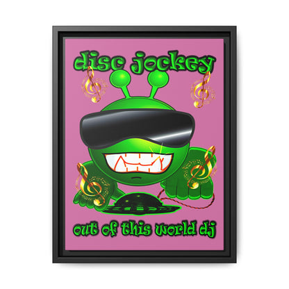 disc jockey - framed canvas art (light pink)