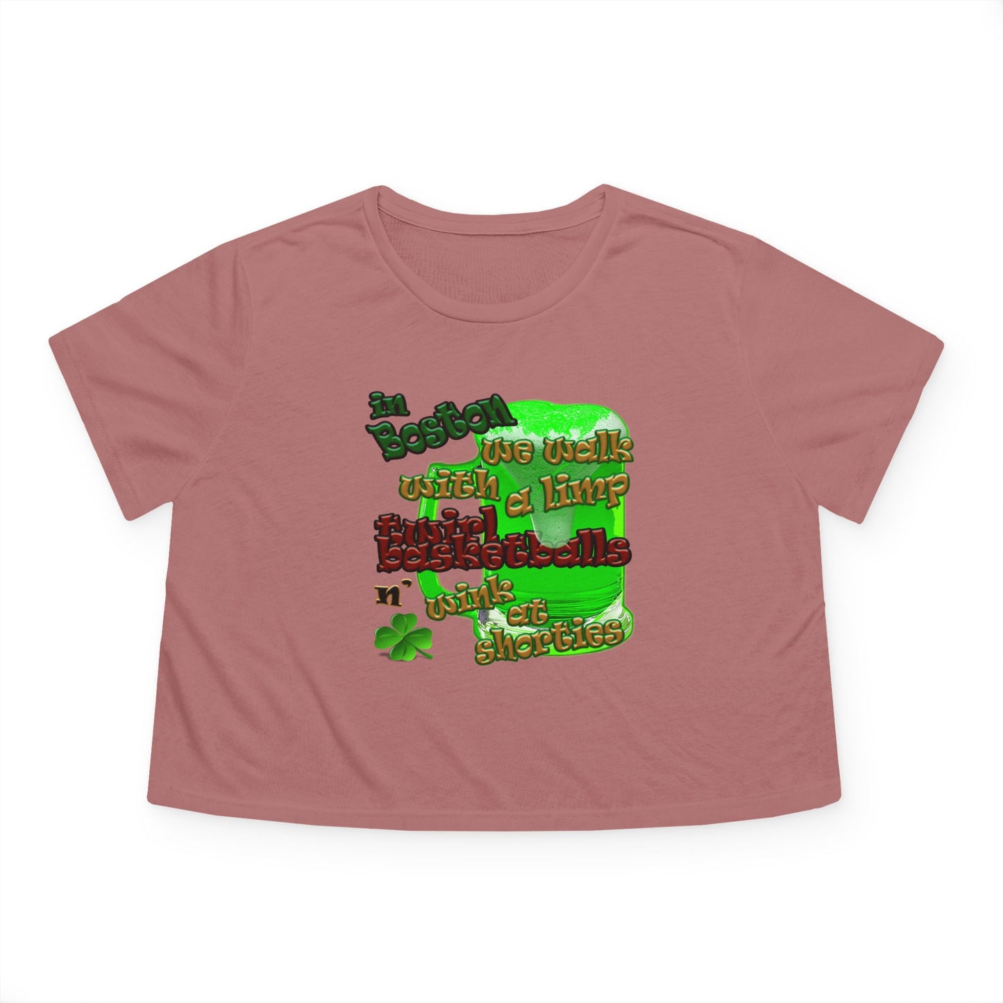 celtics logo - Women's Flowy Cropped Tee