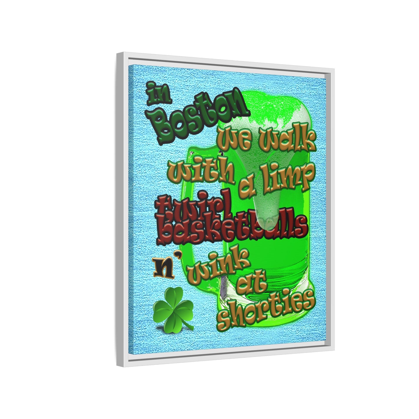 celtics logo - framed canvas art (faded blue)