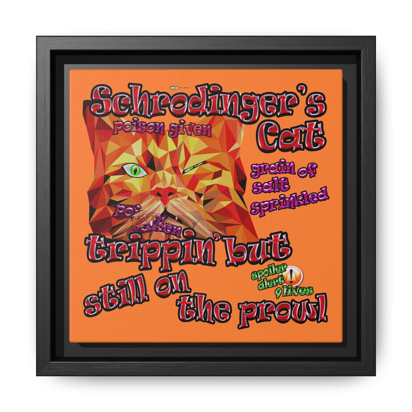 schrodinger's cat - framed canvas art (crusta)