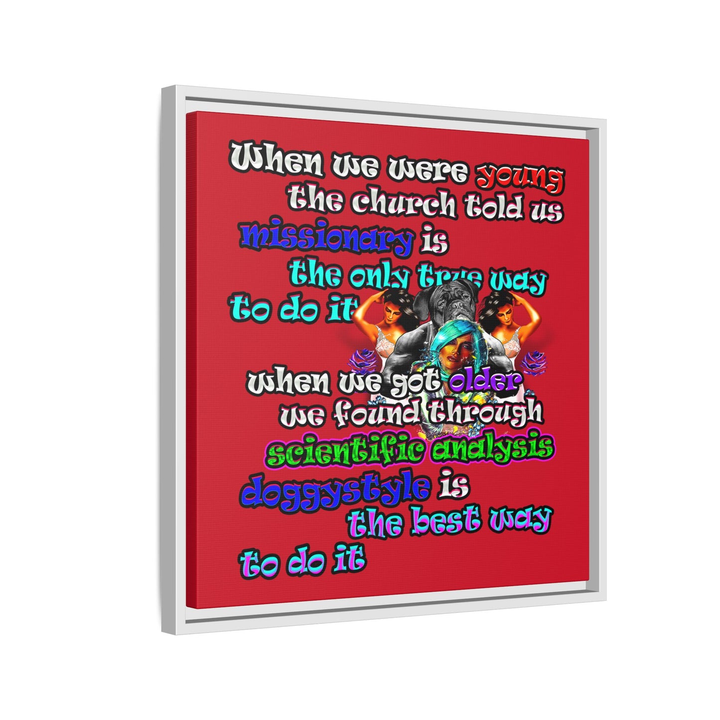 doggystyle - framed canvas art (dark red)