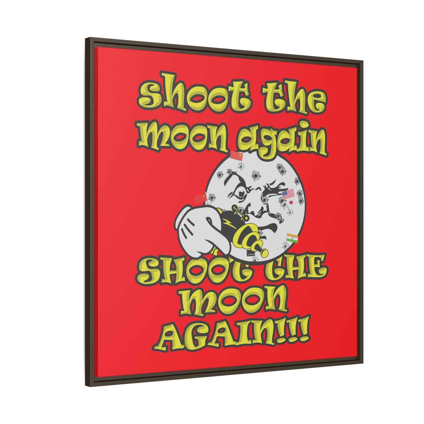 shoot the moon again - framed canvas art (red)