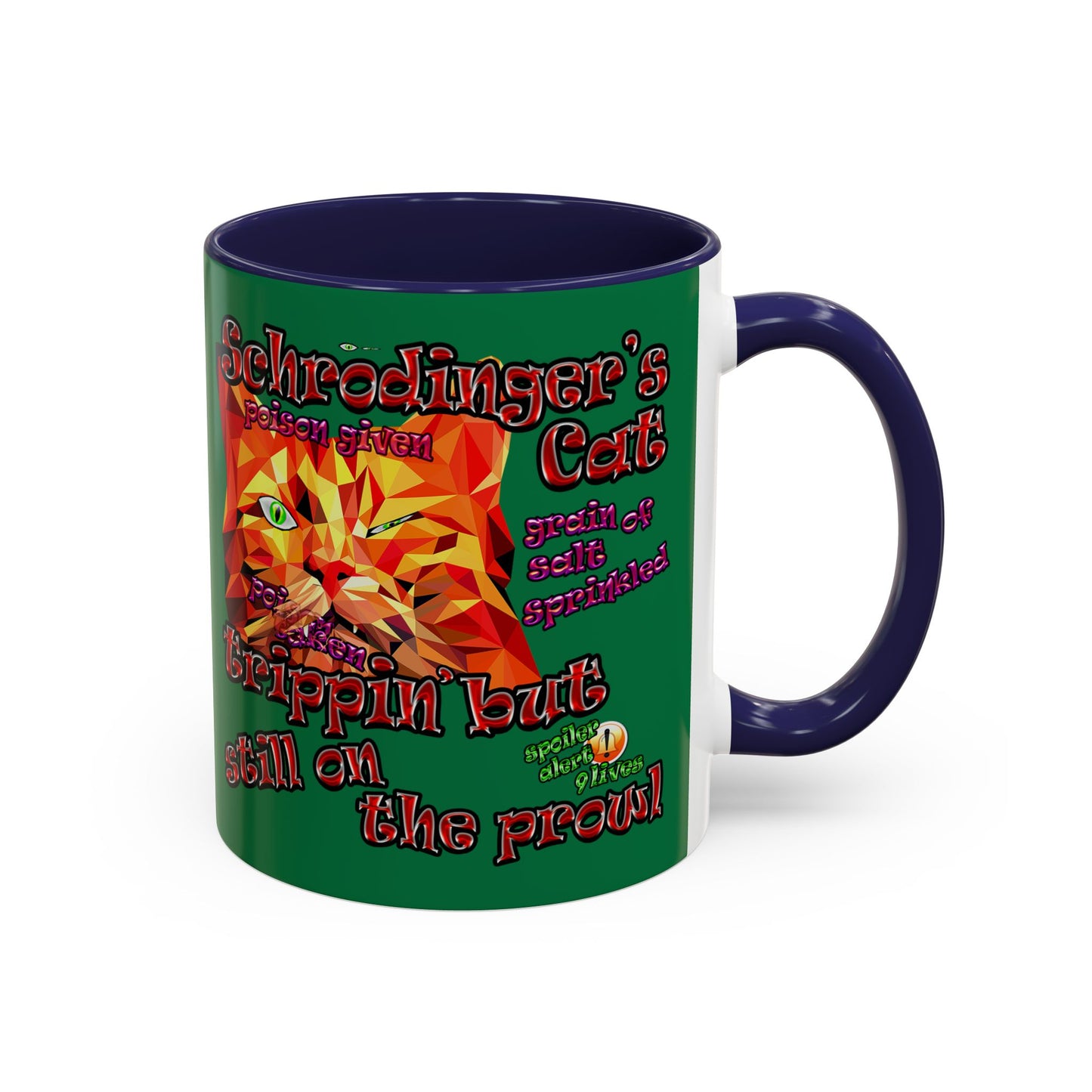 schrodinger's cat - Accent Mug (dark green)