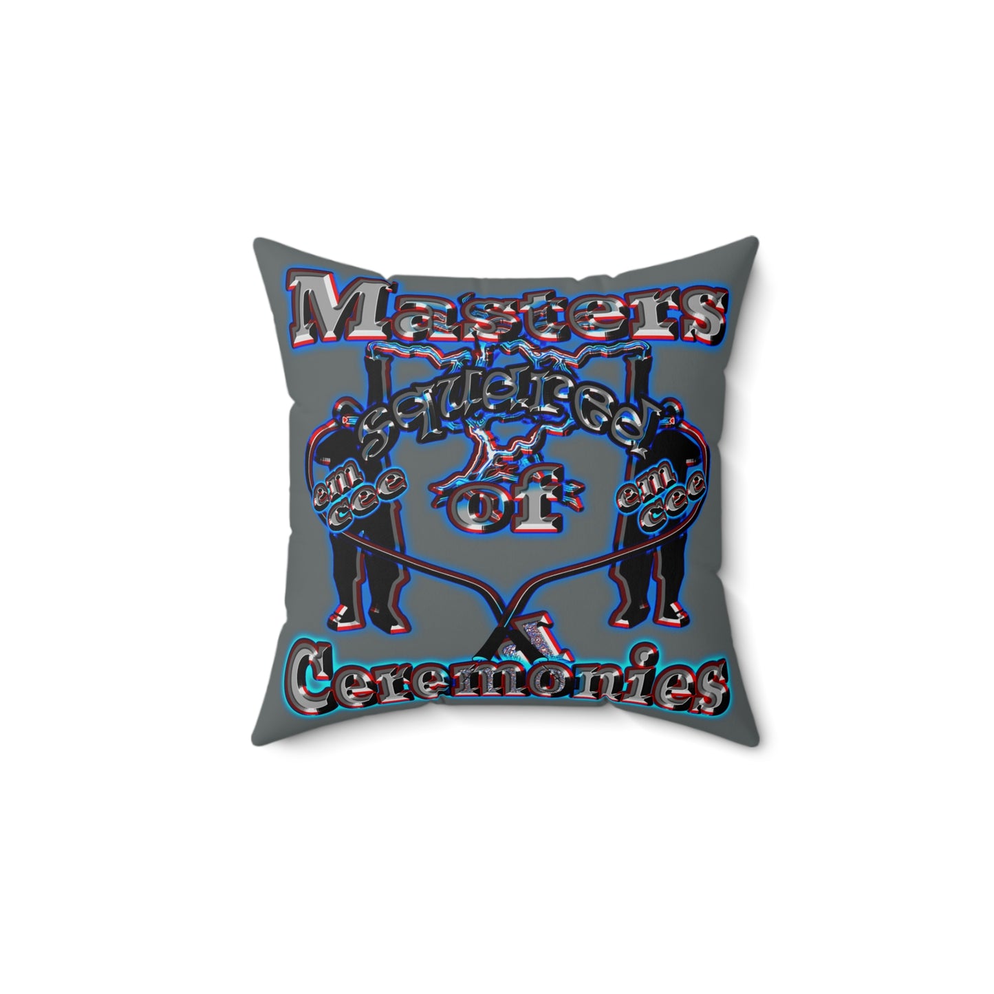 em cee squared - Spun Polyester Square Pillow - (dark grey)