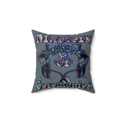 em cee squared - Spun Polyester Square Pillow - (dark grey)