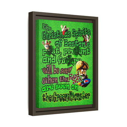 christmas spirits of boston - framed canvas art (green turf)