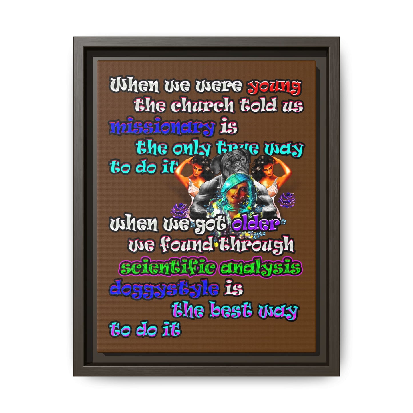 doggystyle - framed canvas art (brown)