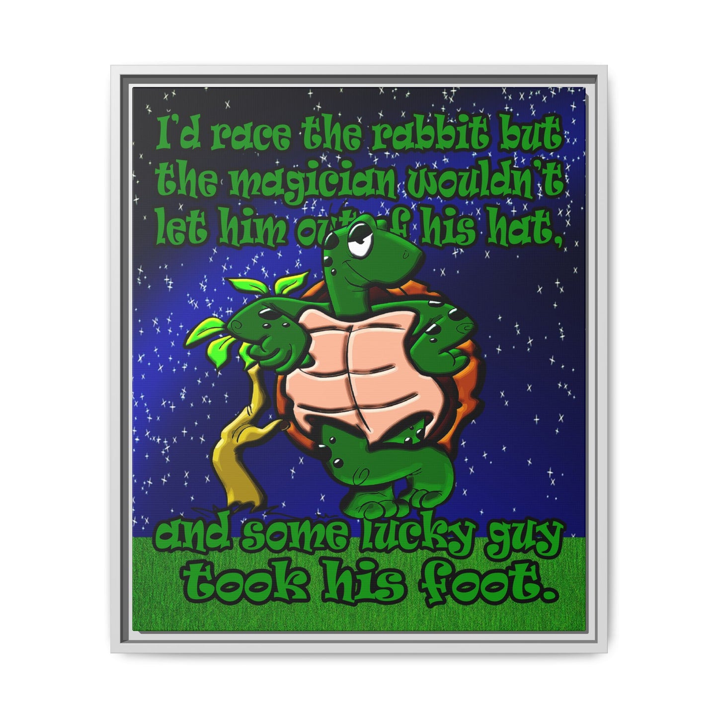 turtle race - framed canvas art ('snoops' background)