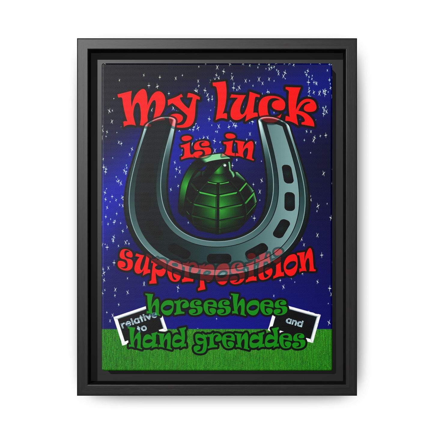 my luck - framed canvas art ('snoops' background)