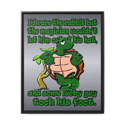 turtle race - framed canvas art (brushed nickel)