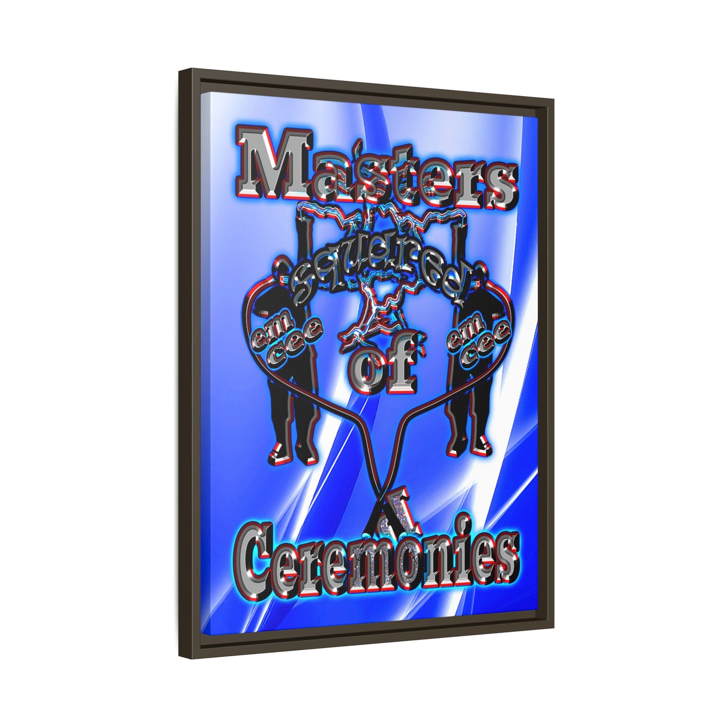 em cee squared - framed canvas art (blue-white wave)
