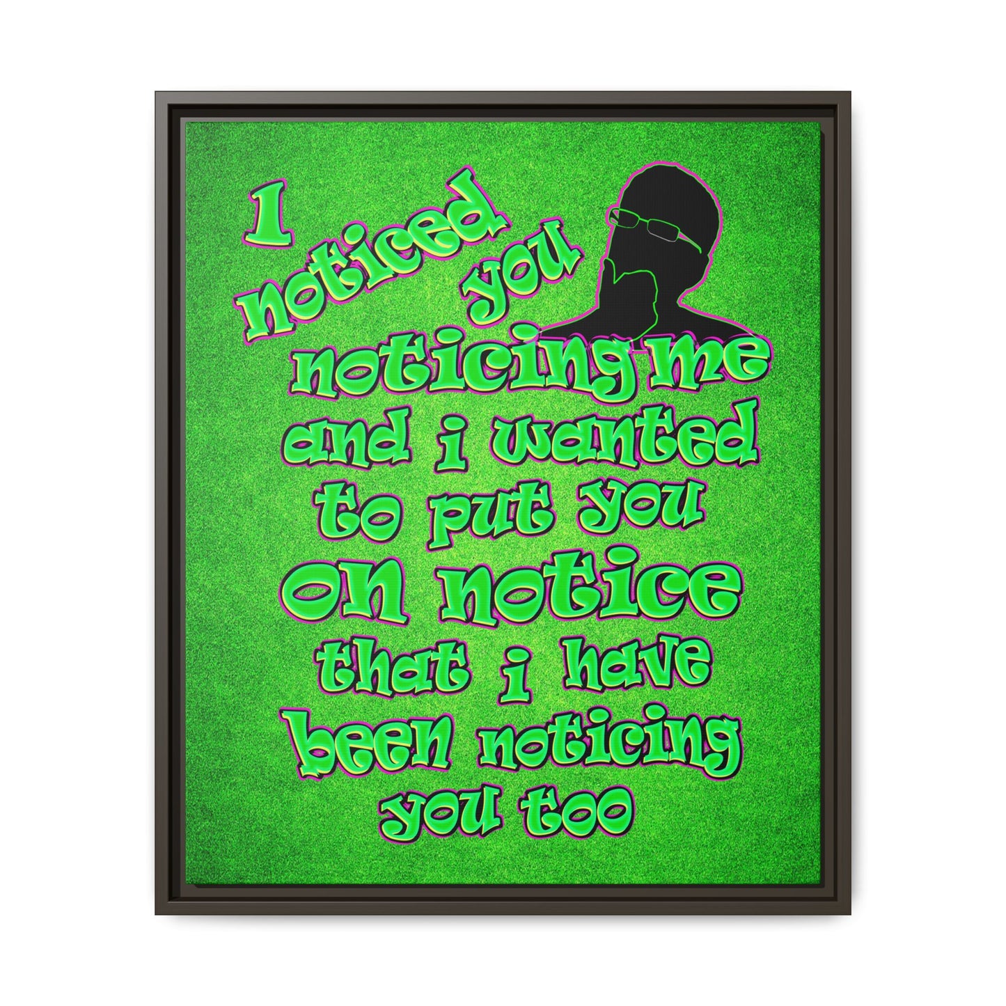 noticed you noticing - framed canvas art (green turf)