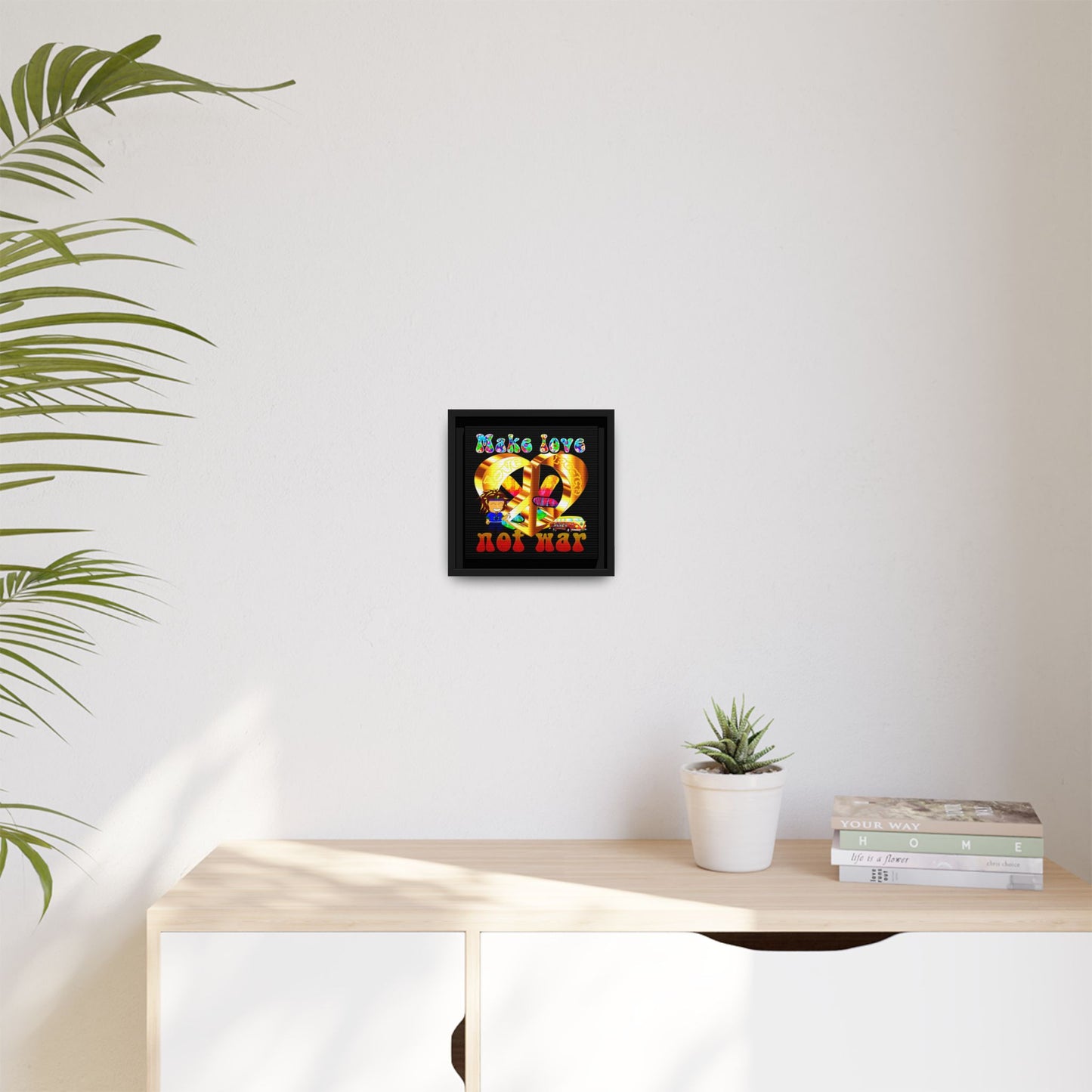 love peace - framed canvas art (black)