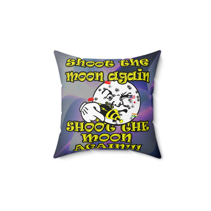 shoot the moon again - Spun Polyester Square Pillow - (grey-pink wave)